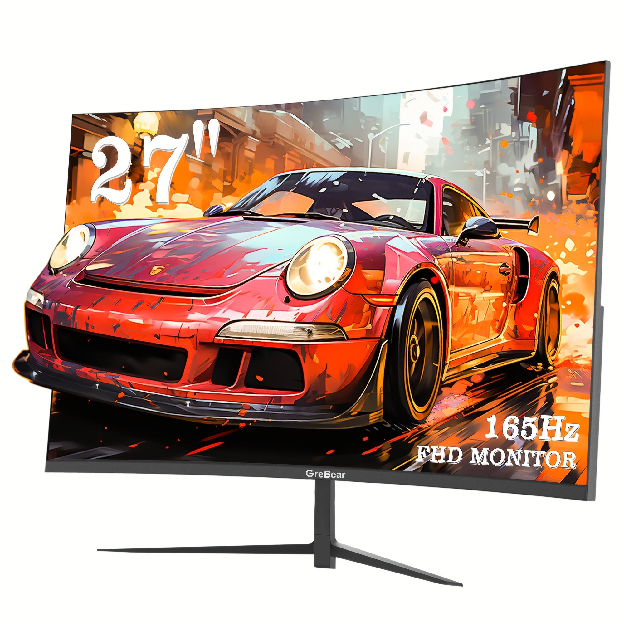 27" Curved Gaming Monitor - 165Hz FHD 1080P, VA Screen with 1ms GTG, FreeSync, 100% SRGB, HDR, HDTV, DP, Built-in Speaker, Adjustable Tilt, VESA Compatible for Home Office & Gaming