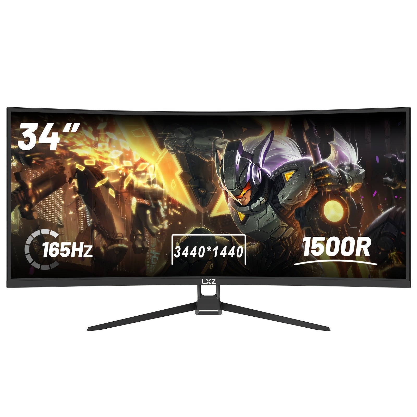 LXZ 34" Ultrawide Curved Gaming Monitor, 1500R High-Resolution PC Screen with FreeSync, 165Hz Refresh Rate, Vibrant Colors & Immersive Design, Wall Mount Support, Perfect Gift for Gamers, Multitasking Display | Vibrant Visual