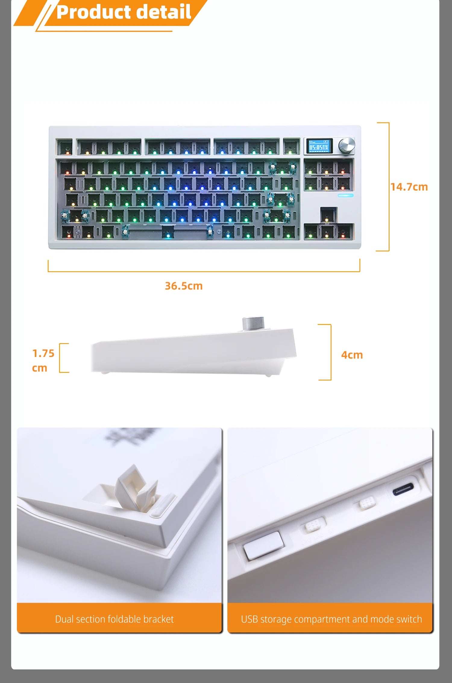 GMK87 Mechanical Keyboard KIT With Display Screen RGB Backlit Gasket Structure Gaming Hot Swap Keyboard for VIA Customized