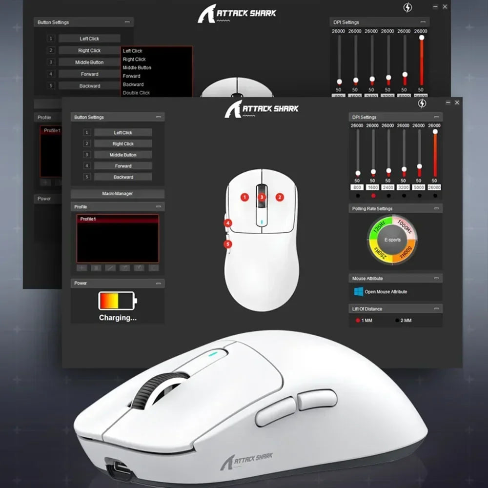 Attack Shark X3 Bluetooth Mouse,PixArt PAW3395,26000dpi,2.4g Wireless Tri-Mode Connection,Lightweight Macro Gaming Mouse