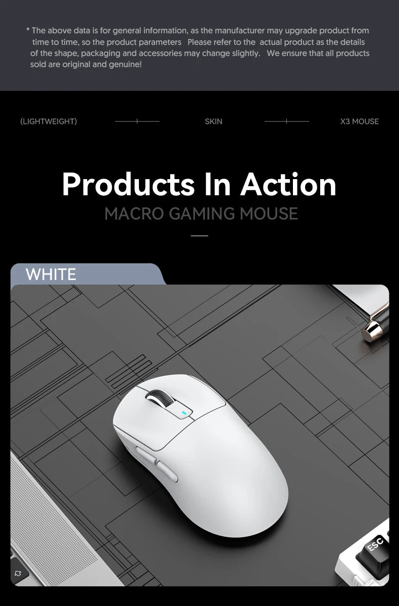 Attack Shark X3 Bluetooth Mouse,PixArt PAW3395,26000dpi,2.4g Wireless Tri-Mode Connection,Lightweight Macro Gaming Mouse