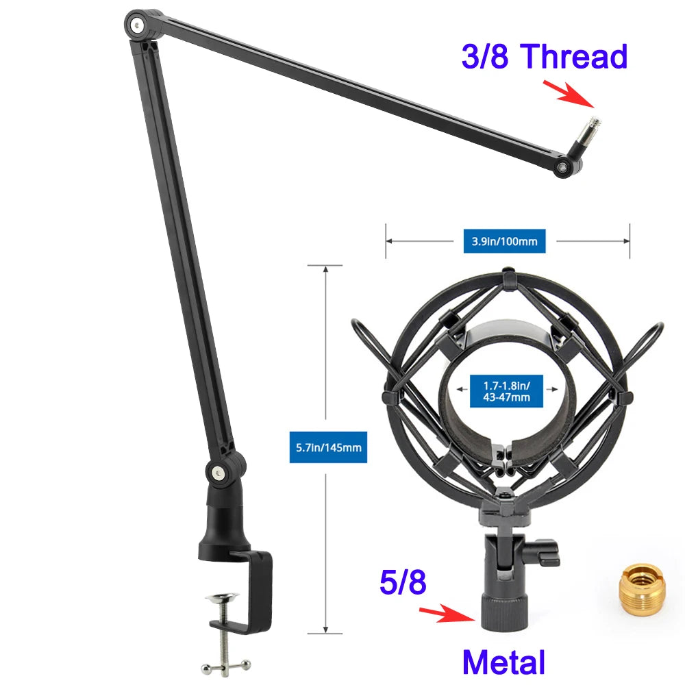 Adjustable Metal Microphone Stand for Gaming Streaming USB Condenser Mic Suspension Scissor Boom Arm for A8 A6V K688 K669 K658