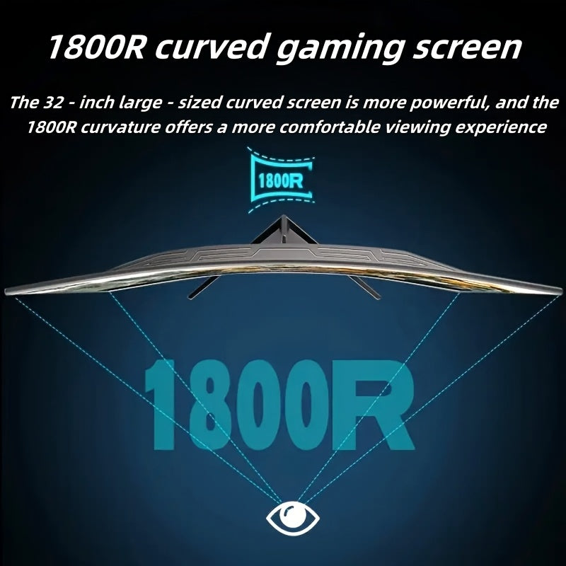 32" Curved Gaming Monitor for Esports - 2K Resolution, 180Hz Refresh Rate, 1ms Response Time, FreeSync, 98% sRGB, 178° Wide Viewing Angle, DisplayPort, Wall Mount Compatible (100x100mm) - Black, Esports Equipment | Sleek Des