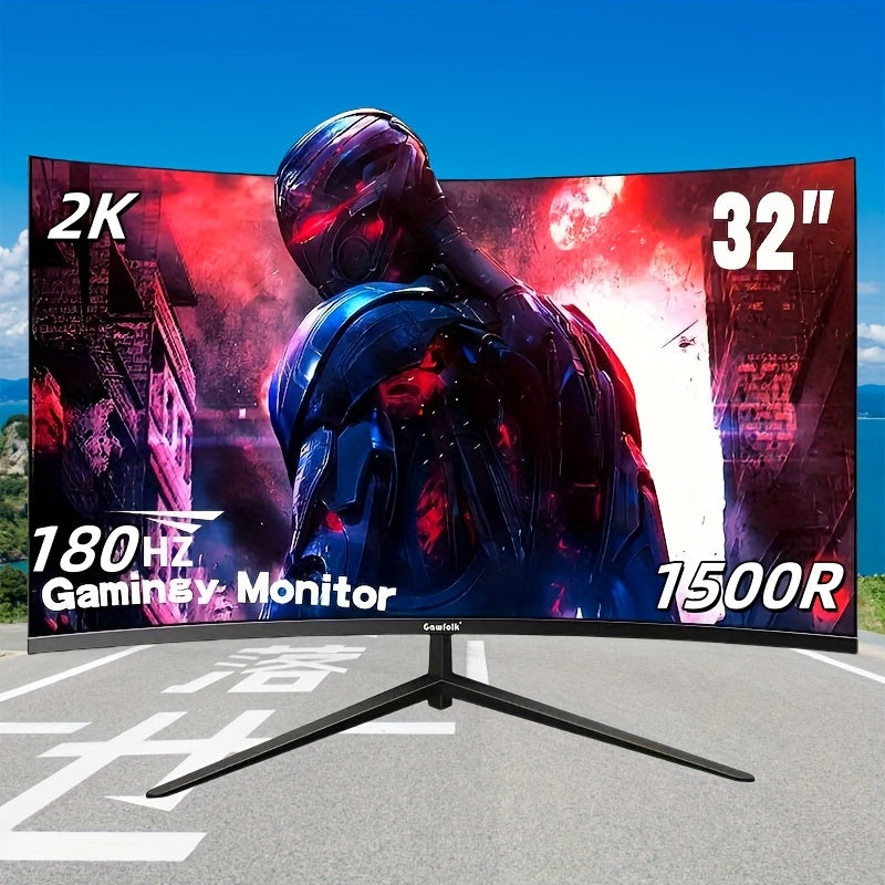 32" Curved Gaming Monitor for Esports - 2K Resolution, 180Hz Refresh Rate, 1ms Response Time, FreeSync, 98% sRGB, 178° Wide Viewing Angle, DisplayPort, Wall Mount Compatible (100x100mm) - Black, Esports Equipment | Sleek Des